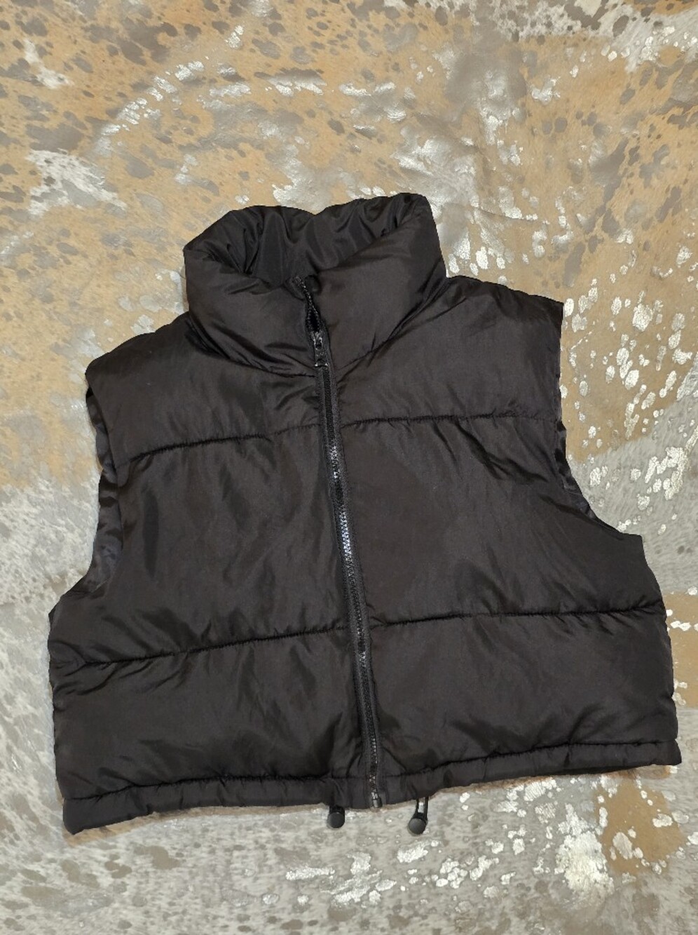 Black Puffer Vest Sleeveless Zip Front